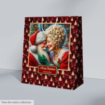 Watercolor Mr & Mrs Claus Foliday Bag