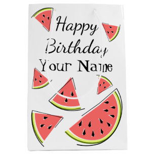 Sacola Para Presentes Média Watermelon Pieds Aniversário Name