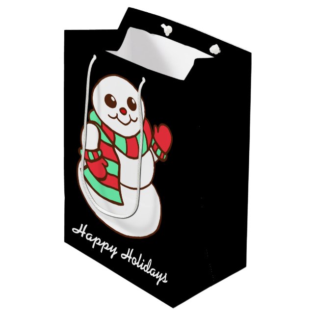 Sacola Para Presentes Média Waving Snowman Gift Bag (Frente inclinada)