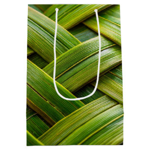 Sacola Para Presentes Média Weave verde fresca de bambu