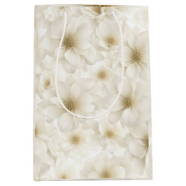 Sacola Para Presentes Média Wedding Ivory Floral Abstrato