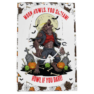 Sacola Para Presentes Média 🐺 Werewolf Halloween Gift 🎃 💀