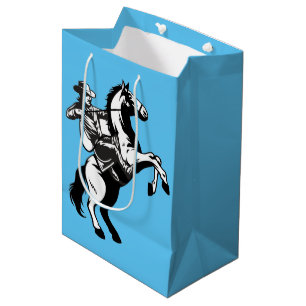Sacola Para Presentes Média Western Rodeo Southern Ranch Cowboy em Cavalo