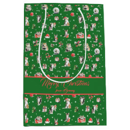 Sacola Para Presentes Média Whimissi Cats de Natal com Aquarela