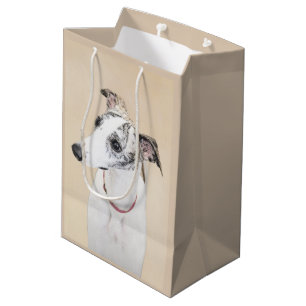 Sacola Para Presentes Média Whippet, inglês Whippet, pressão, branco, rajado