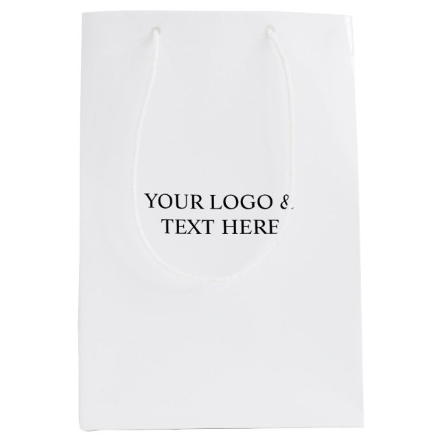 Sacola Para Presentes Média White Personalized – Your Logo & Text Here (Frente)