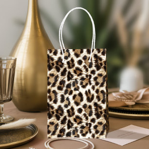 Sacola Para Presentes Média White Snow Leopard Print Safari Party ID1157