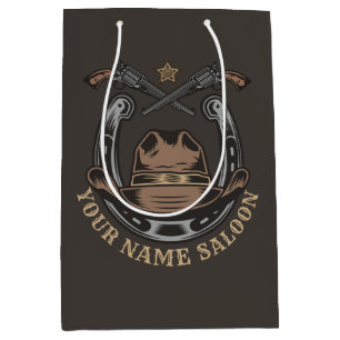 Sacola Para Presentes Média Wild West Revolver Horsferes Western Cowboy Saloon