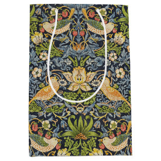 Sacola Para Presentes Média William Morris - Strawberry Thief Floral Pattern