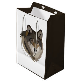 Sacola Para Presentes Média Wolf Head Animal Cinza Selvagem Wolf
