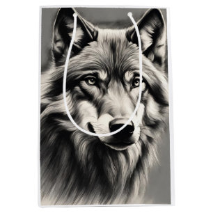 Sacola Para Presentes Média Wolf Sketch