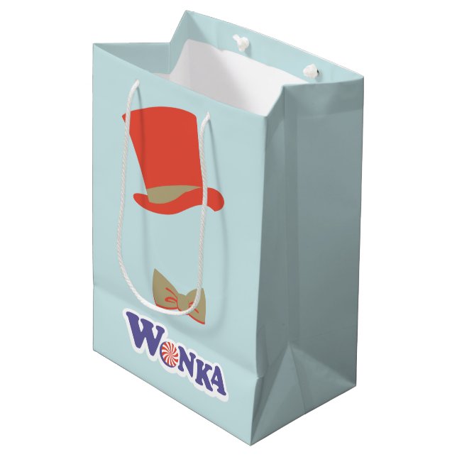 Sacola Para Presentes Média Wonka Top Hat e Arco Tie (Frente inclinada)