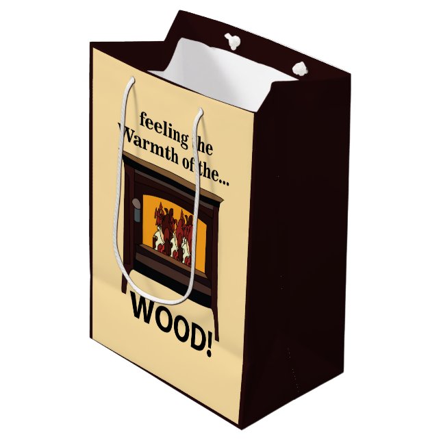 Sacola Para Presentes Média Wood Burner Stove Firewood Warm (Frente inclinada)