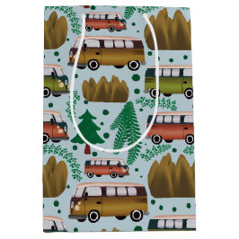 Sacola Para Presentes Média Woodland Camper Blue