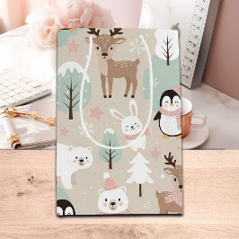 Sacola Para Presentes Média Woodland Whimsical Forest Animals Winter