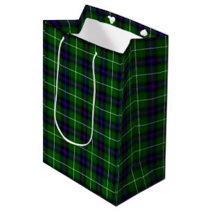 Sacola Para Presentes Média Xadrez azul verde MacDonald tartan