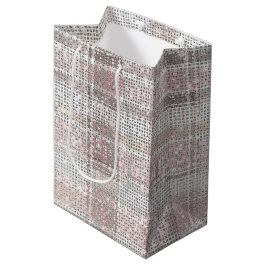 Sacola Para Presentes Média Xadrez branca rosa-chic Strikle natalino