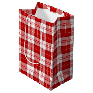 Sacola Para Presentes Média Xadrez branca tartan tartan