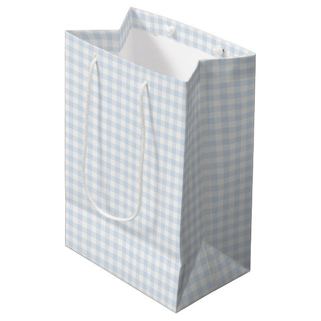 Sacola Para Presentes Média Xadrez Clássico Spring | Azul Pó (Frente inclinada)