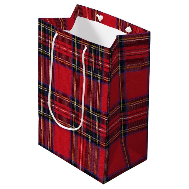 Sacola Para Presentes Média Xadrez Vermelha Real Stewart Tartan (Frente inclinada)