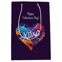 Sacola Para Presentes Média XOXO-Roxo-Coração Colorida