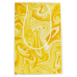 Sacola Para Presentes Média Yellow Marbelized Paint Art Modern Hanukkah