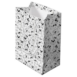 Sacola Para Presentes Média yoga doce padrão de cão de estimação branco fundo