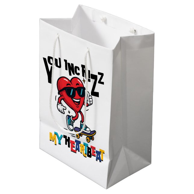 Sacola Para Presentes Média You Inc Rizz my Heartbeat - Cute skateboard heart (Frente inclinada)