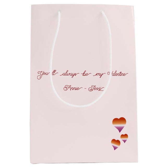 Sacola Para Presentes Média You'll Always Be My Valentine Lesbian Hearts Flag (Frente)
