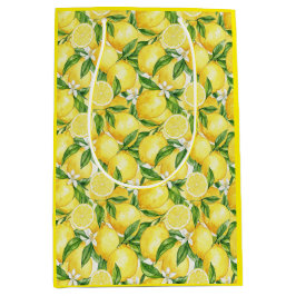 Sacola Para Presentes Média Zesto Mediterrâneo: Aquarela de Limão e Flor