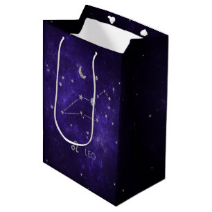 Sacola Para Presentes Média Zodiac Purple Leo Astrologia Cósmica Horoscópio