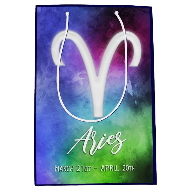 Sacola Para Presentes Média Zodíaco: Datas do Aries (Frente)