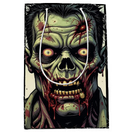 Sacola Para Presentes Média Zombie e teias de aranha no Halloween