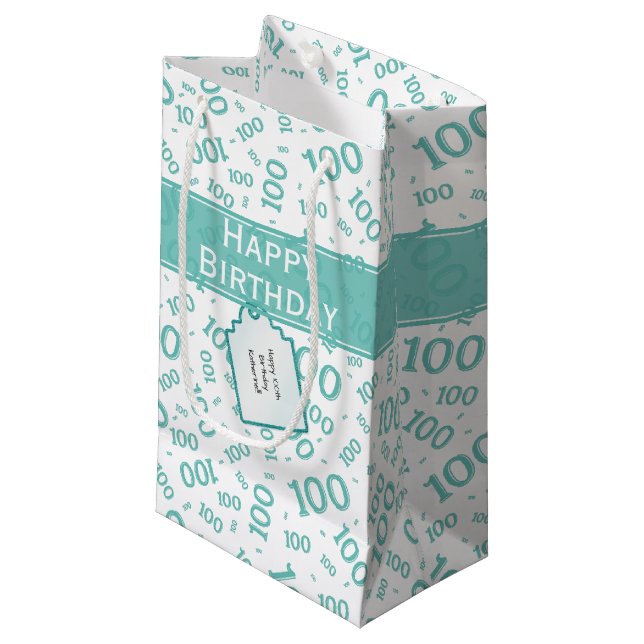 Sacola Para Presentes Pequena 100º Padrão Aleatório do Centenário (Frente inclinada)