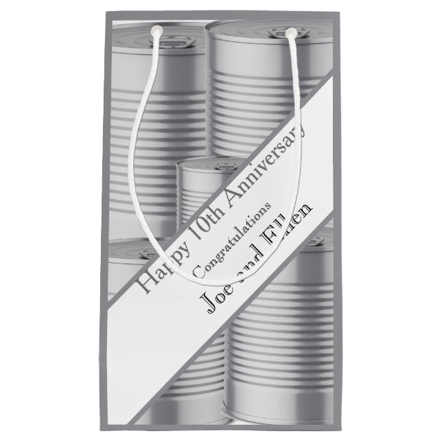 Sacola Para Presentes Pequena 10th Wedding Anniversary, Tin Anniversary (Frente)