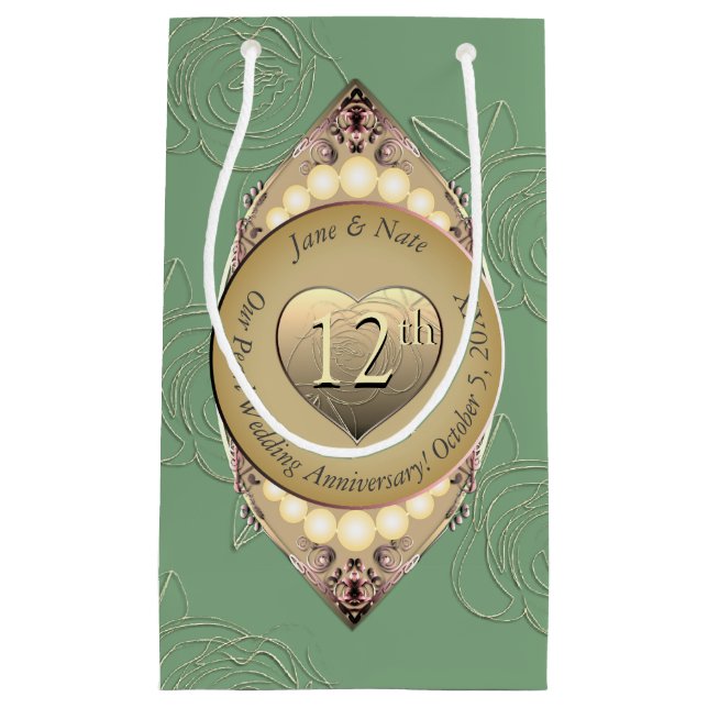 Sacola Para Presentes Pequena 12/30 Pearl Aniversário do Presente Bag (Frente)