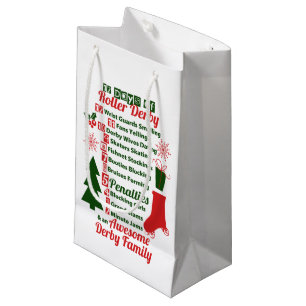Sacola Para Presentes Pequena 12 dias do Natal de Derby do rolo, patinagem de