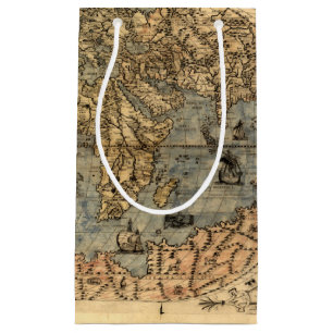 Sacola Para Presentes Pequena 1565 Mapa Antigo do Mundo de Forlani Cartografia V
