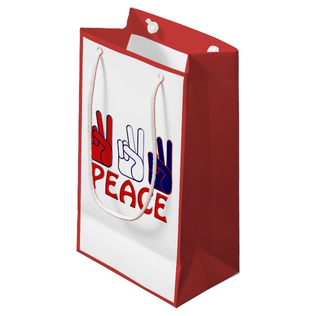 Sacola Para Presentes Pequena 4 de julho, Red White e Blue Peace SGB (Frente inclinada)
