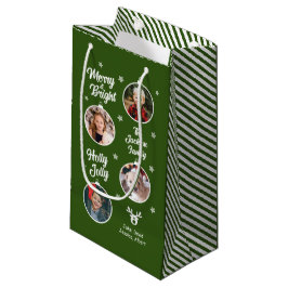 Sacola Para Presentes Pequena 4 Enfeites de natal brancos verdes