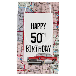 Sacola Para Presentes Pequena 50º aniversário - Retro Buick no mapa