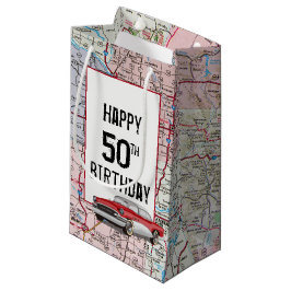 Sacola Para Presentes Pequena 50º aniversário - Retro Buick no mapa