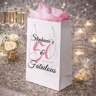 Sacola Para Presentes Pequena 50 e Fabuloso Rosa Festa de Aniversário Personaliz