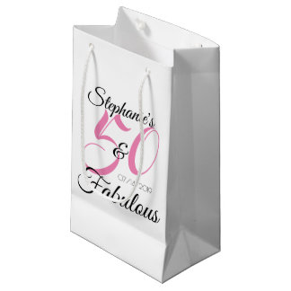 Sacola Para Presentes Pequena 50 e Festa de aniversário rosa-fabulosa personaliz