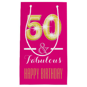 Sacola Para Presentes Pequena 50th Fiftieth mulheres dos homens do aniversário