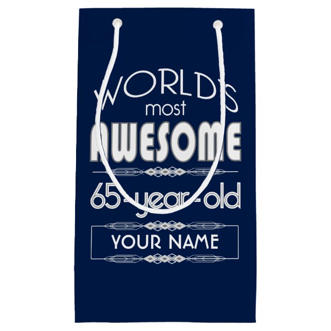 Sacola Para Presentes Pequena 65th Do aniversário dos mundos azul escuro (Frente)