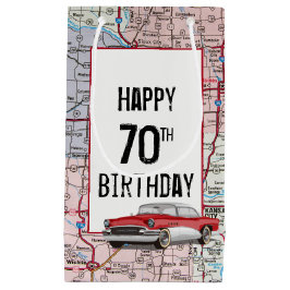 Sacola Para Presentes Pequena 70 Aniversário Retro Buick No Mapa