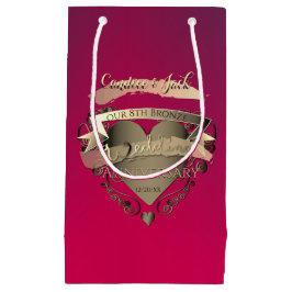 Sacola Para Presentes Pequena 8º Aniversário de Casamento Bronze e Turmalino Peq