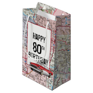 Sacola Para Presentes Pequena 80 Birthday Old Buick No Mapa