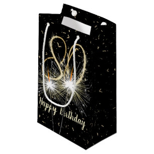 Sacola Para Presentes Pequena 80 Birthday Sparkler A Preto